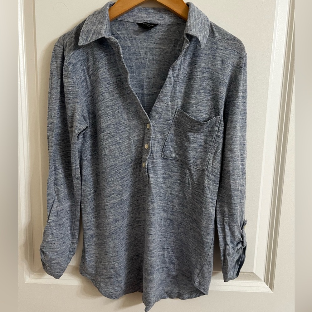 Ann Taylor Petite XXS Linen Collared Shirt